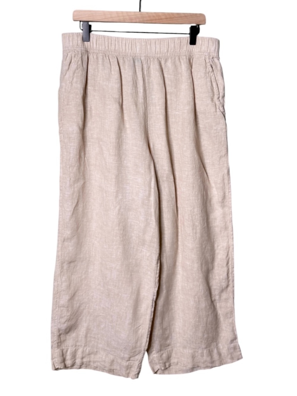 Tahari Linen Wide Leg Pull On Pants Casual Summer Tan Beige Women’s Size XL